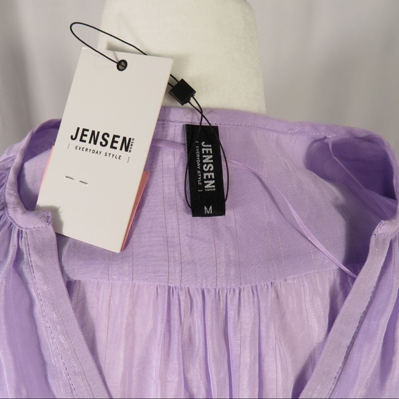 Jensen Purple Silver Metallic Stripe Blouse Medium - Picture 5 of 7
